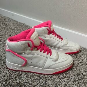 Saint Laurent White and Pink High-Top Sneakers